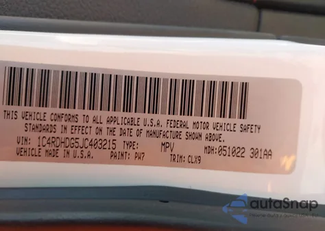 2018 Dodge Durango Gt Rwd z USA, uszkodzony, nr VIN 1C4RDHDG5JC403215